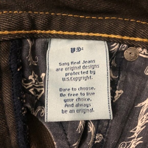 Sang Real Jeans SJP7001 King Alexander I Gray Black Bootcut - Picture 11 of 12